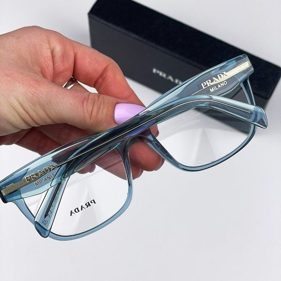 Prada PR17ZV 16J1O1 Eyeglasses Crystal Blue Square Women - Picture 6 of 11